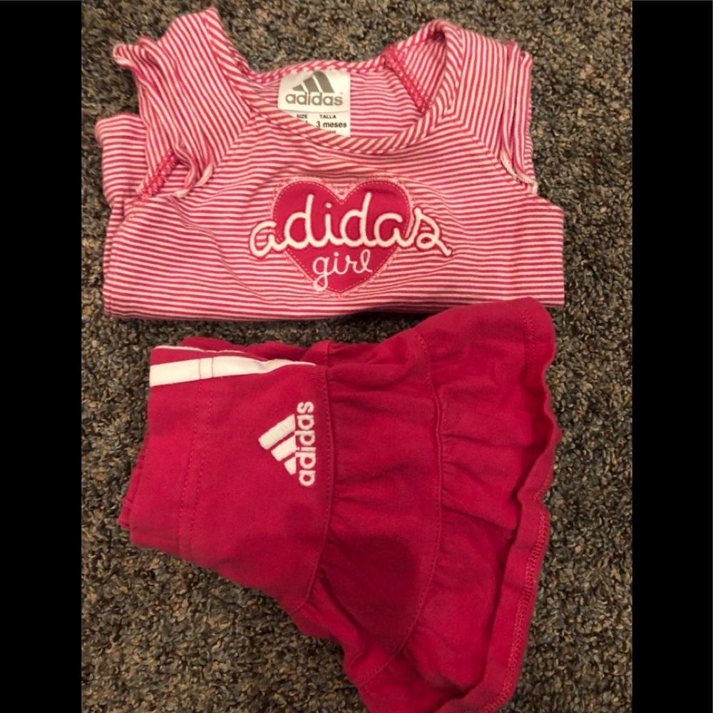 Adidas girls 3 mo athletic skirt and shirt set
